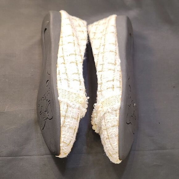 BRAND NEW SIFAYF FAUX PEARL   ELEGANT BALLET PLAID PATTERN TWEED BALLET FLAT - Picture 11 of 15